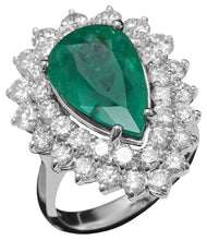Load image into Gallery viewer, 7.50 Carats Natural Emerald and Diamond 14K Solid White Gold Ring