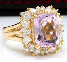 Load image into Gallery viewer, 8.49 Carats Natural Kunzite and Diamond 14K Solid Yellow Gold Ring