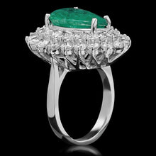 Load image into Gallery viewer, 7.50 Carats Natural Emerald and Diamond 14K Solid White Gold Ring