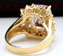 Load image into Gallery viewer, 8.49 Carats Natural Kunzite and Diamond 14K Solid Yellow Gold Ring