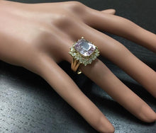 Load image into Gallery viewer, 8.49 Carats Natural Kunzite and Diamond 14K Solid Yellow Gold Ring