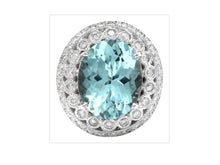 Load image into Gallery viewer, 11.80 Carats Exquisite Natural Aquamarine and Diamond 14K Solid White Gold Ring