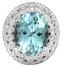 Load image into Gallery viewer, 11.80 Carats Exquisite Natural Aquamarine and Diamond 14K Solid White Gold Ring