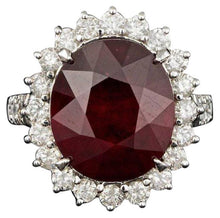 Load image into Gallery viewer, 13.80 Carats Natural Red Ruby and Diamond 14K Solid White Gold Ring