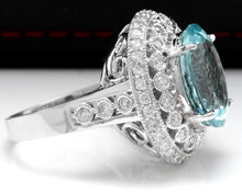Load image into Gallery viewer, 11.80 Carats Exquisite Natural Aquamarine and Diamond 14K Solid White Gold Ring
