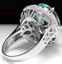 Load image into Gallery viewer, 11.80 Carats Exquisite Natural Aquamarine and Diamond 14K Solid White Gold Ring