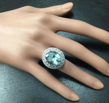 Load image into Gallery viewer, 11.80 Carats Exquisite Natural Aquamarine and Diamond 14K Solid White Gold Ring
