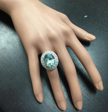 Load image into Gallery viewer, 11.80 Carats Exquisite Natural Aquamarine and Diamond 14K Solid White Gold Ring
