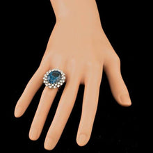Load image into Gallery viewer, 12.40 Carats Natural Blue Topaz and Diamond 14K Solid White Gold Ring
