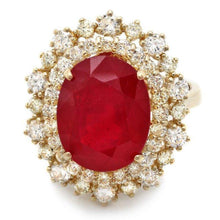 Load image into Gallery viewer, 9.00 Carats Natural Red Ruby and Diamond 14K Solid Yellow Gold Ring