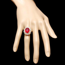 Load image into Gallery viewer, 9.00 Carats Natural Red Ruby and Diamond 14K Solid Yellow Gold Ring