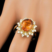 Load image into Gallery viewer, 4.10 Carats Natural Citrine and Diamond 14K Solid Yellow Gold Ring