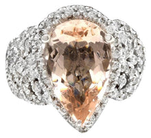 Load image into Gallery viewer, 6.93 Carats Exquisite Natural Morganite and Diamond 14K Solid White Gold Ring