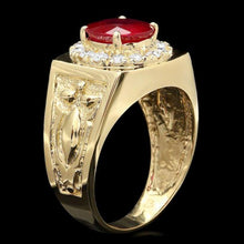 Load image into Gallery viewer, 4.50 Carats Natural Red Ruby and Diamond 14K Solid Yellow Gold Men&#39;s Ring