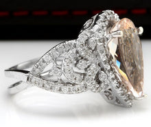 Load image into Gallery viewer, 6.93 Carats Exquisite Natural Morganite and Diamond 14K Solid White Gold Ring