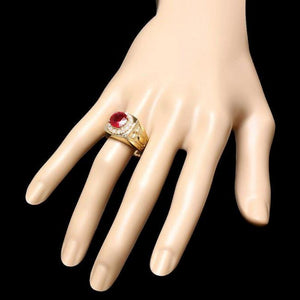 4.50 Carats Natural Red Ruby and Diamond 14K Solid Yellow Gold Men's Ring