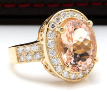 Load image into Gallery viewer, 6.91 Carats Exquisite Natural Morganite and Diamond 14K Solid Yellow Gold Ring