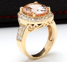 Load image into Gallery viewer, 6.91 Carats Exquisite Natural Morganite and Diamond 14K Solid Yellow Gold Ring