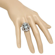 Load image into Gallery viewer, 4.60 Carats Natural Aquamarine and Diamond 14K Solid White Gold Ring