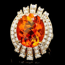 Load image into Gallery viewer, 11.10 Carats Natural Citrine and Diamond 14K Solid Yellow Gold Ring