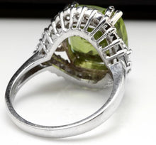 Load image into Gallery viewer, 9.30 Carats Natural Very Nice Looking Peridot and Diamond 14K Solid White Gold Ring