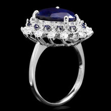 Load image into Gallery viewer, 6.00 Carats Natural Blue Sapphire and Diamond 14K Solid White Gold Ring