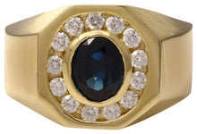 Load image into Gallery viewer, 2.35 Carats Natural Diamond &amp; Blue Sapphire 14K Solid Yellow Gold Men&#39;s Ring