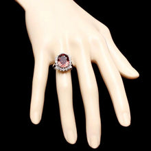 Load image into Gallery viewer, 10.00 Carats Natural Red Zircon and Diamond 14K Solid White Gold Ring