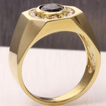 Load image into Gallery viewer, 2.35 Carats Natural Diamond &amp; Blue Sapphire 14K Solid Yellow Gold Men&#39;s Ring