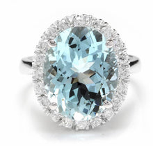 Load image into Gallery viewer, 9.35 Carats Natural Aquamarine and Diamond 14K Solid White Gold Ring