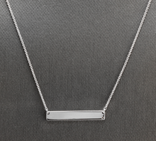 Load image into Gallery viewer, Splendid 14k Solid White Gold Bar Necklace with Diamond Accent