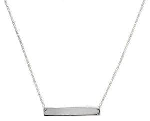 Splendid 14k Solid White Gold Bar Necklace with Diamond Accent