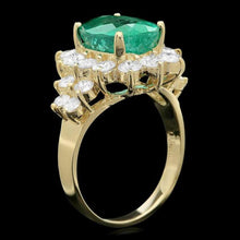 Load image into Gallery viewer, 5.50 Carats Natural Emerald and Diamond 14K Solid Yellow Gold Ring