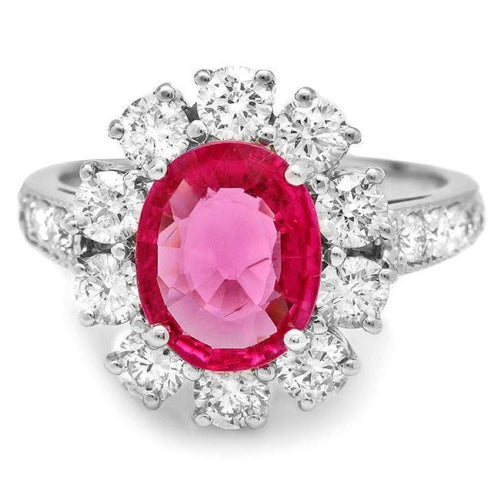 4.40 Carats Natural Tourmaline and Diamond 14K Solid White Gold Ring