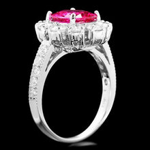 Load image into Gallery viewer, 4.40 Carats Natural Tourmaline and Diamond 14K Solid White Gold Ring