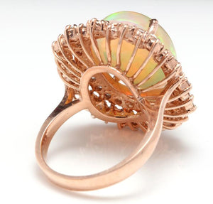 8.50 Carats Natural Impressive Ethiopian Opal and Diamond 14K Solid Rose Gold Ring