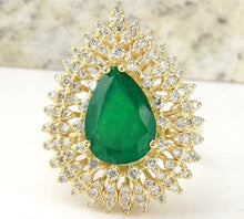 Load image into Gallery viewer, 4.80 Carats Natural Emerald and Diamond 14K Solid Yellow Gold Ring
