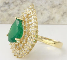 Load image into Gallery viewer, 4.80 Carats Natural Emerald and Diamond 14K Solid Yellow Gold Ring