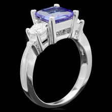 Load image into Gallery viewer, 2.60 Carats Natural Tanzanite and Diamond 14K Solid White Gold Ring