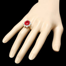 Load image into Gallery viewer, 8.40 Carats Natural Red Ruby and Diamond 14K Solid Yellow Gold Ring