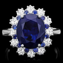 Load image into Gallery viewer, 6.80 Carats Natural Blue Sapphire and Diamond 14K Solid White Gold Ring