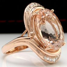 Load image into Gallery viewer, 11.90 Carats Exquisite Natural Morganite and Diamond 14K Solid Rose Gold Ring