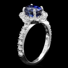 Load image into Gallery viewer, 3.20 Carats Natural Blue Sapphire and Diamond 14K Solid White Gold Ring