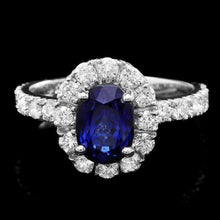 Load image into Gallery viewer, 3.20 Carats Natural Blue Sapphire and Diamond 14K Solid White Gold Ring