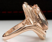 Load image into Gallery viewer, 11.90 Carats Exquisite Natural Morganite and Diamond 14K Solid Rose Gold Ring