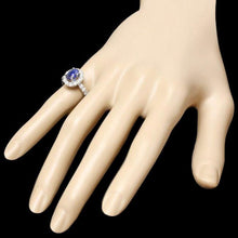 Load image into Gallery viewer, 3.20 Carats Natural Blue Sapphire and Diamond 14K Solid White Gold Ring