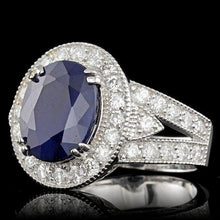 Load image into Gallery viewer, 7.90 Carats Natural Blue Sapphire and Diamond 14K Solid White Gold Ring