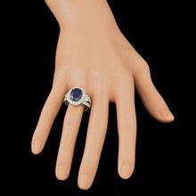 Load image into Gallery viewer, 7.90 Carats Natural Blue Sapphire and Diamond 14K Solid White Gold Ring