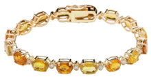 Load image into Gallery viewer, Very Impressive 30.65 Carats Natural Sapphire &amp; Diamond 14K Solid Yellow Gold Bracelet