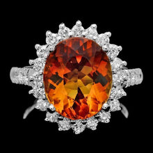 Load image into Gallery viewer, 6.90 Carats Natural Citrine and Diamond 14K Solid White Gold Ring